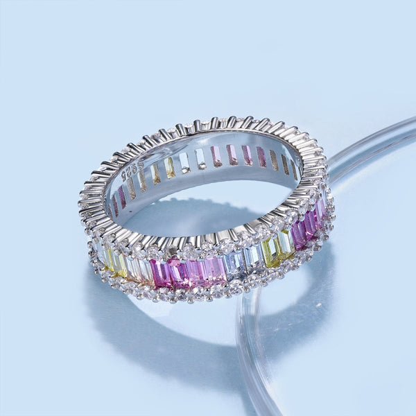 [Clover Jewelrys]Anillo diario delicado con talla esmeralda calidoscópica
