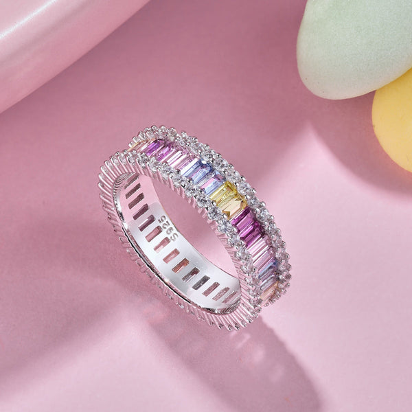 [Clover Jewelrys]Anillo diario delicado con talla esmeralda calidoscópica