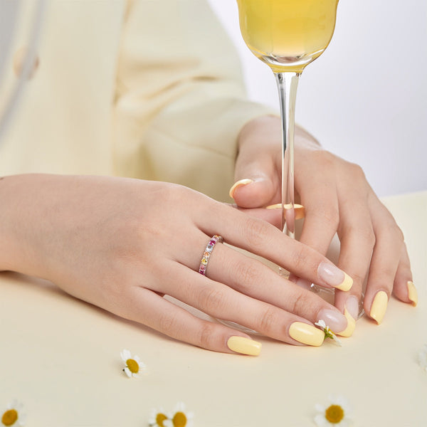 [Clover Jewelrys]Anillo de tenis deslumbrante y brillante de corte redondo