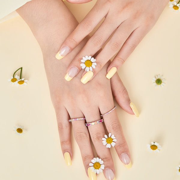 [Clover Jewelrys]Anillo de tenis deslumbrante y brillante de corte redondo