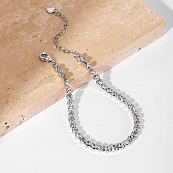 [Clover Jewelrys]Pulsera diaria adornada con circonitas redondas brillantes