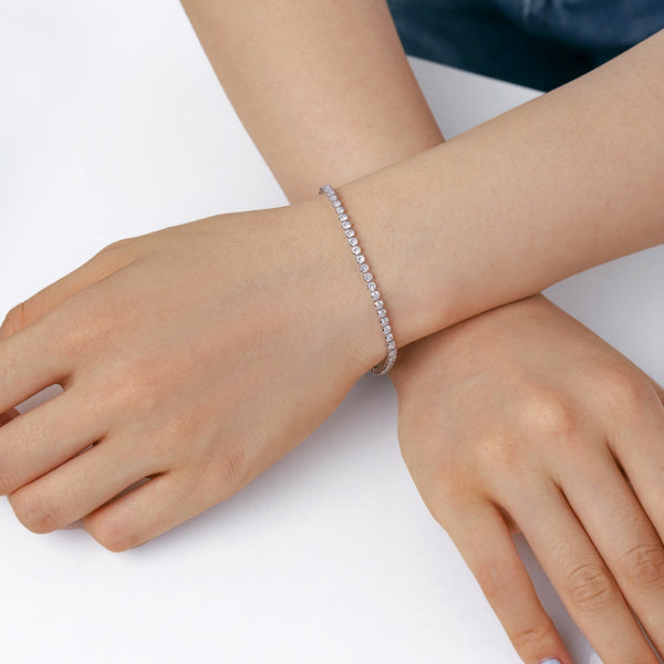 [Clover Jewelrys]Pulsera diaria deslumbrante y brillante de corte redondo