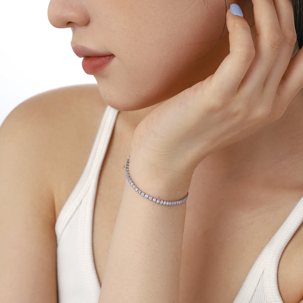 [Clover Jewelrys]Pulsera diaria deslumbrante y brillante de corte redondo