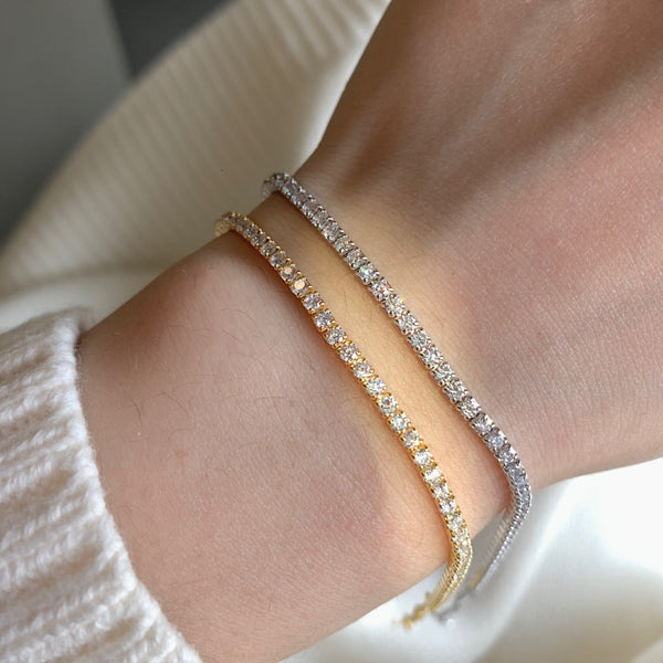 [Clover Jewelrys]Pulsera de tenis con corte de princesa radiante y brillante