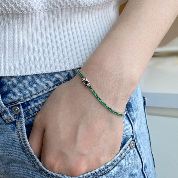 [Clover Jewelrys]Pulsera diaria deslumbrante colorida con corte redondo