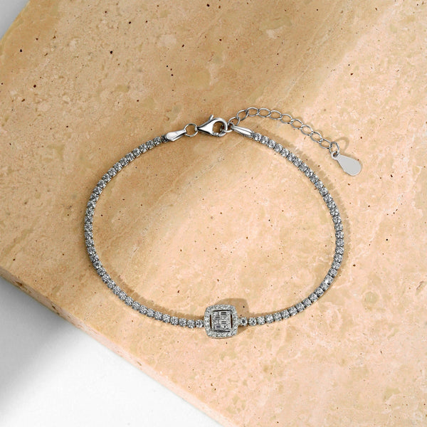 [Clover Jewelrys]Pulsera de banquete cuadrada deslumbrante y lujosa