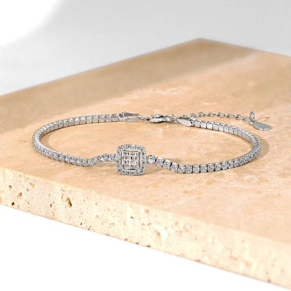 [Clover Jewelrys]Pulsera de banquete cuadrada deslumbrante y lujosa