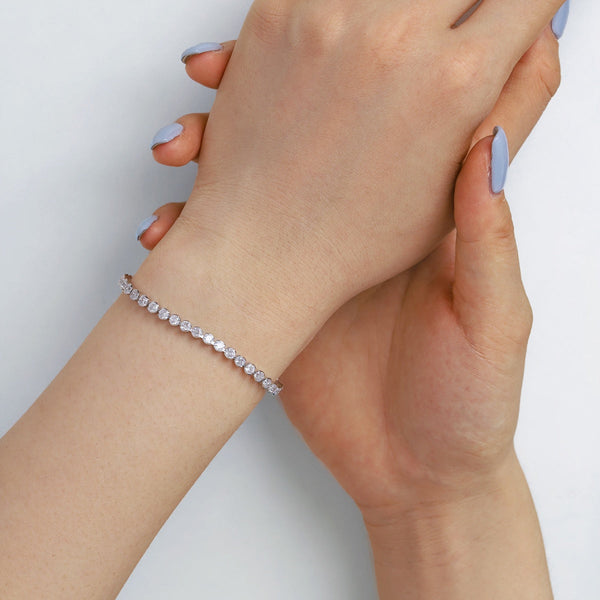 [Clover Jewelrys]Pulsera diaria adornada con circonitas redondas brillantes