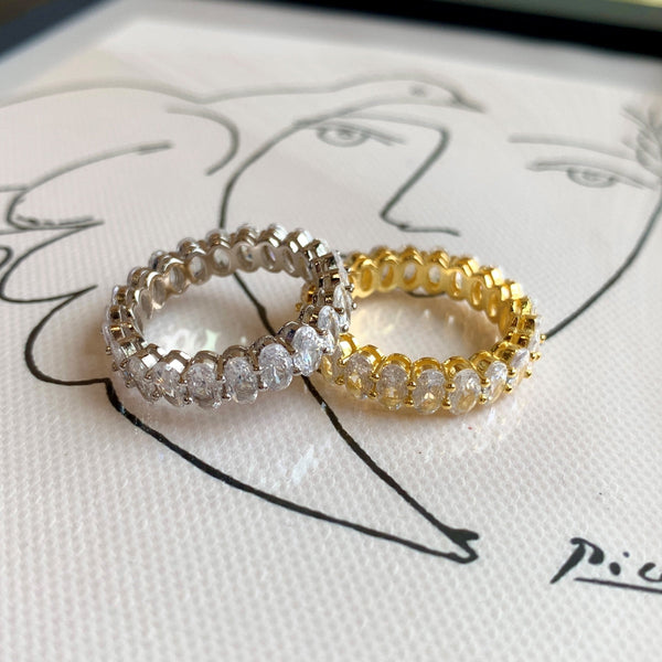 [Clover Jewelrys]Anillo de tenis con corte ovalado ornamentado
