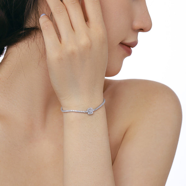 [Clover Jewelrys]Pulsera de banquete cuadrada deslumbrante y lujosa