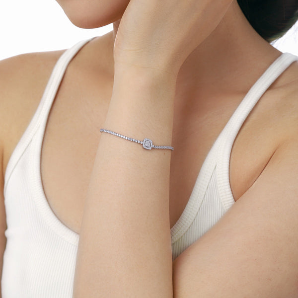 [Clover Jewelrys]Pulsera de banquete cuadrada deslumbrante y lujosa