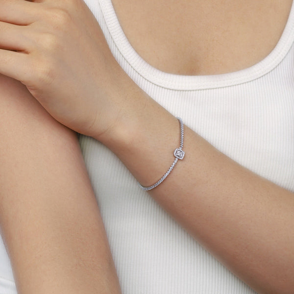 [Clover Jewelrys]Pulsera de banquete cuadrada deslumbrante y lujosa