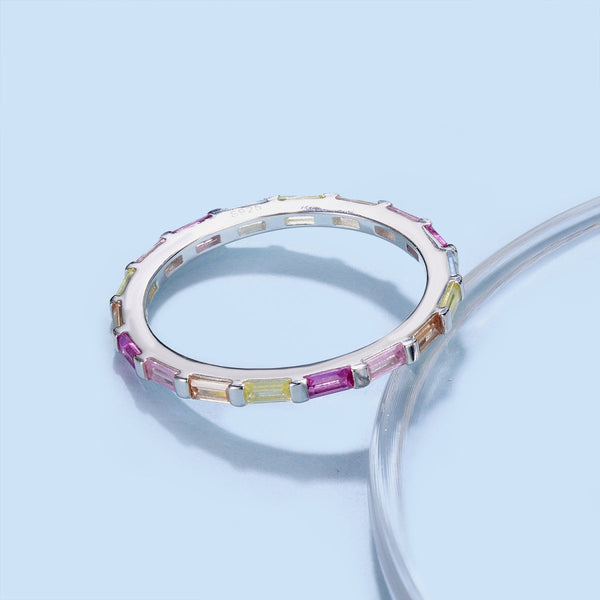 [Clover Joyas]Exquisito Anillo Diario Multicolores de Corte Esmeralda