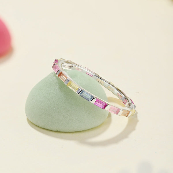 [Clover Joyas]Exquisito Anillo Diario Multicolores de Corte Esmeralda