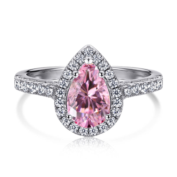 [CloverJewelrys]Anillo de boda lujoso y resplandeciente en forma de gota de agua de 1,0 quilates