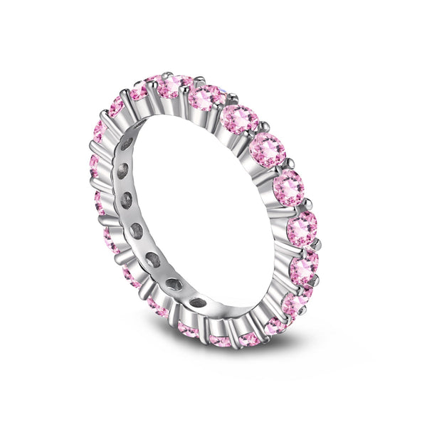 [Clover Jewelrys]Anillo de tenis con circonita redonda brillante