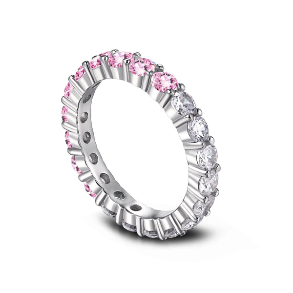 [Clover Jewelrys]Anillo de tenis con circonita redonda brillante