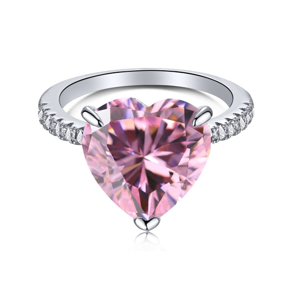 [Clover Jewelrys]Anillo de lujo de 6,0 quilates, brillante y romántico, con corte de corazón, para amantes
