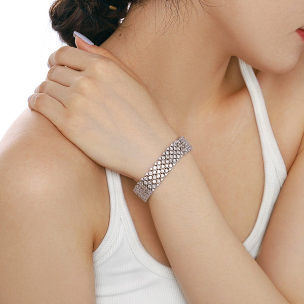 [Clover Jewelrys]Pulsera de Fiesta Elegante con Diseño Redondo y Tallado