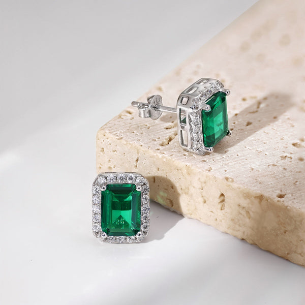 [Clover Jewelrys]Aretes de Banquete con Corte Esmeralda Lujosos y Delicados