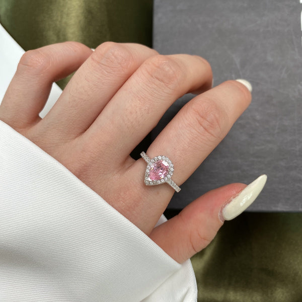 [CloverJewelrys]Anillo de boda lujoso y resplandeciente en forma de gota de agua de 1,0 quilates