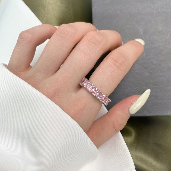 [Clover Joyas] Anillo tenis elegante de corte princesa