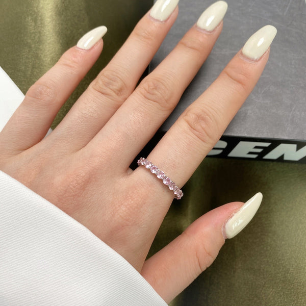 [Clover Jewelrys]Anillo de tenis con circonita redonda brillante