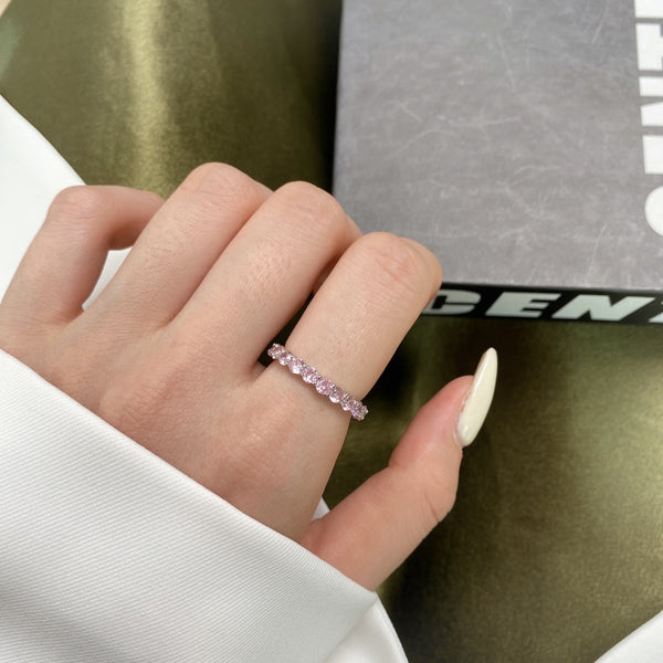 [Clover Jewelrys]Anillo de tenis con circonita redonda brillante