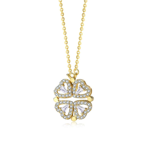 [Clover Jewelrys]Collar con dije de corazón intrincado y forma de flor