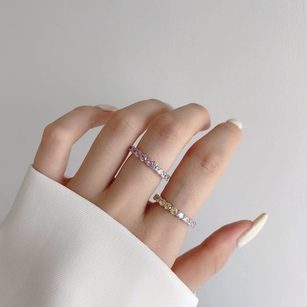 [Clover Jewelrys]Anillo de tenis con circonita redonda brillante