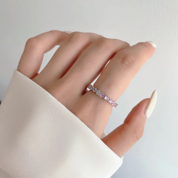 [Clover Jewelrys]Anillo de tenis con circonita redonda brillante