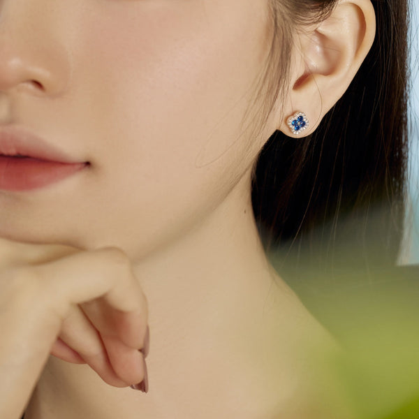[Clover Joyas] Pendientes con forma de flor de trébol de cuatro hojas