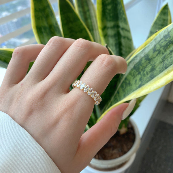 [Clover Jewelrys]Anillo de tenis con corte ovalado ornamentado