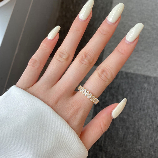 [Clover Jewelrys]Anillo de tenis con corte ovalado ornamentado