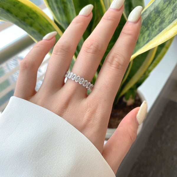 [Clover Jewelrys]Anillo de tenis con corte ovalado ornamentado