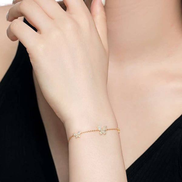 [Clover Jewelrys]Delicada pulsera con colgante de mariposa