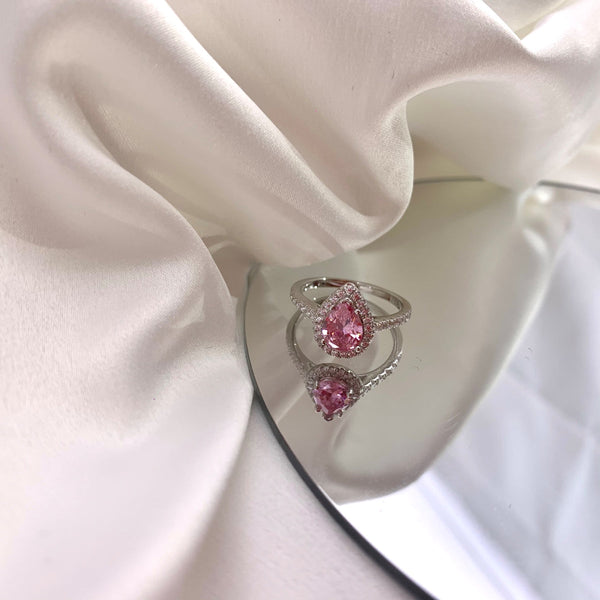 [CloverJewelrys]Anillo de boda lujoso y resplandeciente en forma de gota de agua de 1,0 quilates