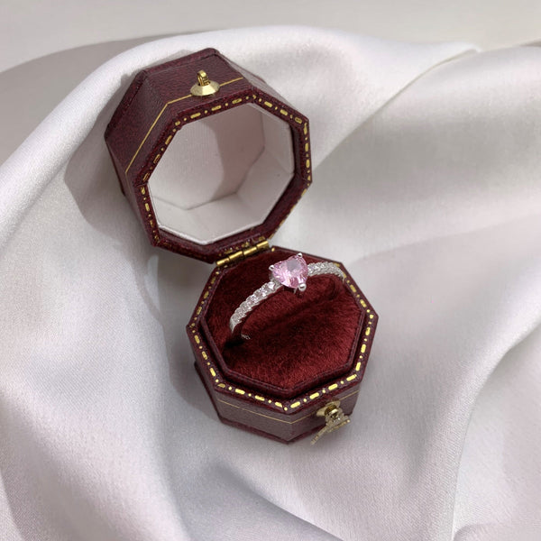 [Clover Jewelrys]Anillo de Compromiso con Corazón Encantador de 0.5 Quilates de Clover Jewelrys