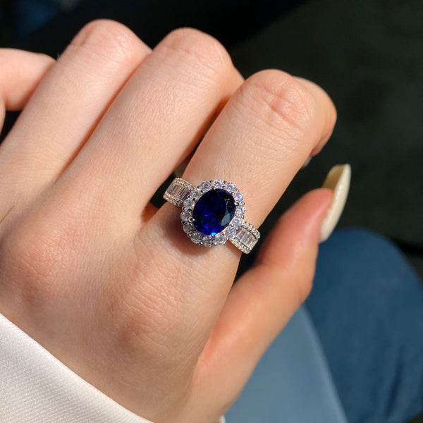 [ Clover Jewelrys]Anillo de banquete con deslumbrante y encantador corte ovalado de 1,5 quilates