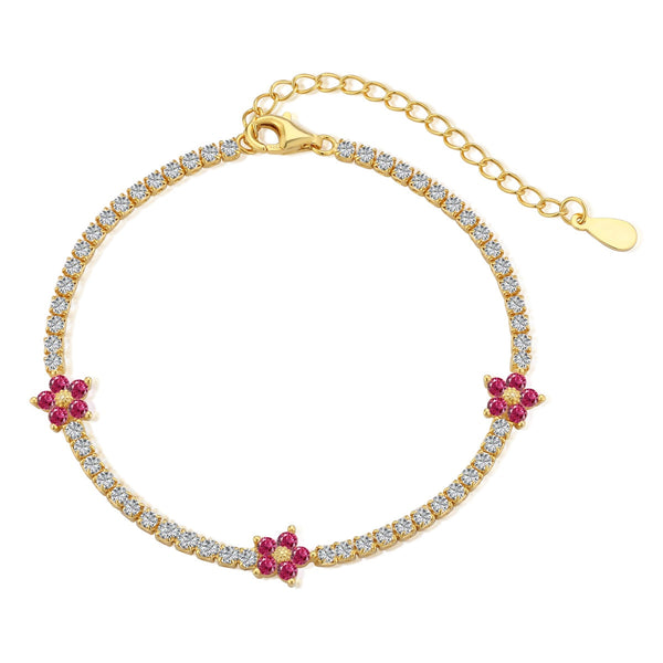 [Clover Jewelrys]Pulsera de Tenis con Forma de Flor Brillante