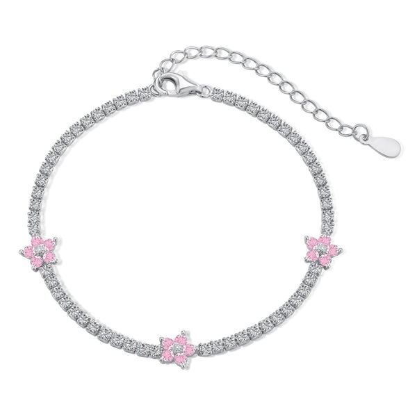 [Clover Jewelrys]Pulsera de Tenis con Forma de Flor Brillante
