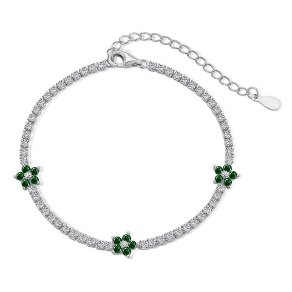 [Clover Jewelrys]Pulsera de Tenis con Forma de Flor Brillante