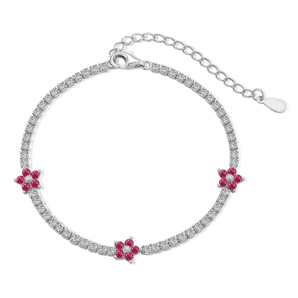 [Clover Jewelrys]Pulsera de Tenis con Forma de Flor Brillante