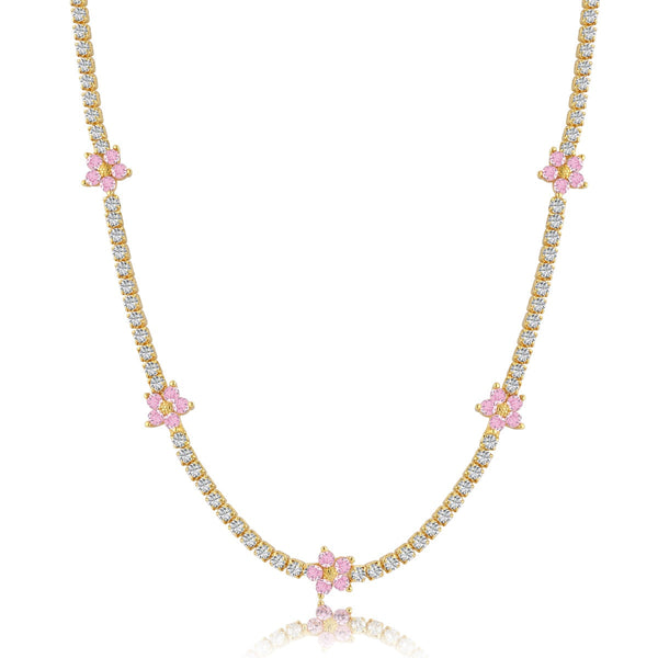 [Clover Jewelrys]Collar tenis de flores coloridas y lujosas