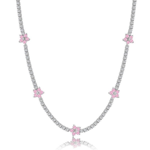 [Clover Jewelrys]Collar tenis de flores coloridas y lujosas