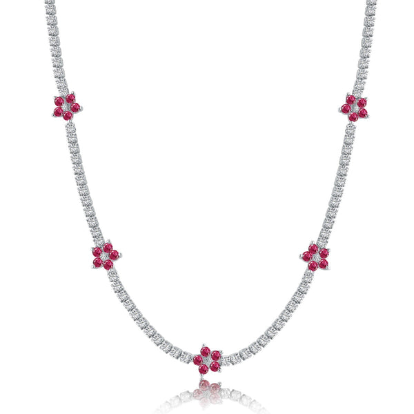 [Clover Jewelrys]Collar tenis de flores coloridas y lujosas