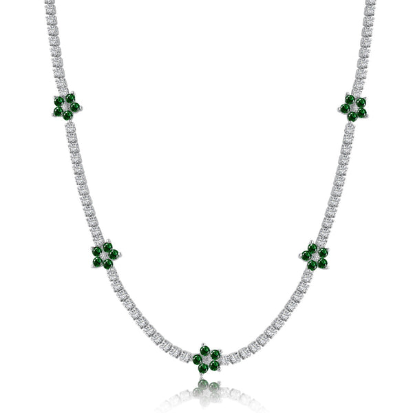 [Clover Jewelrys]Collar tenis de flores coloridas y lujosas