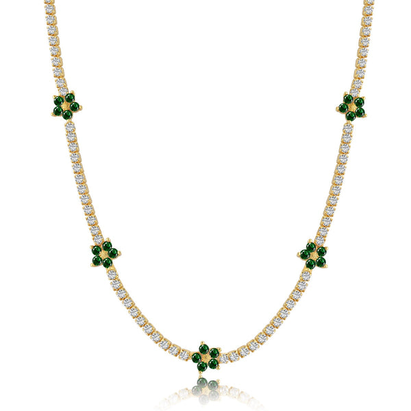 [Clover Jewelrys]Collar tenis de flores coloridas y lujosas