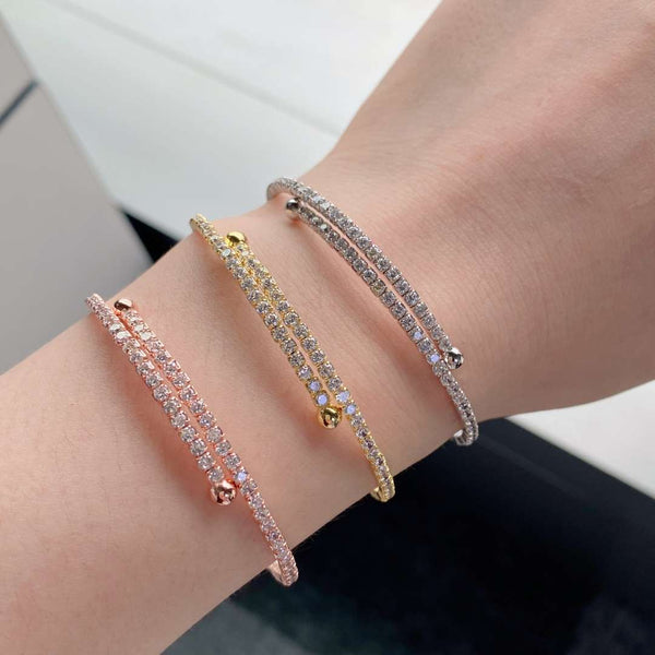 [Clover Jewelrys]Pulsera de moda redonda con hilera de diamantes