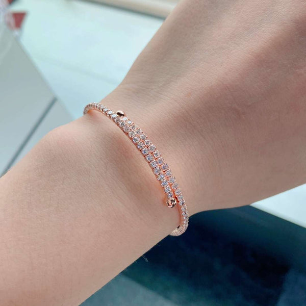 [Clover Jewelrys]Pulsera de moda redonda con hilera de diamantes